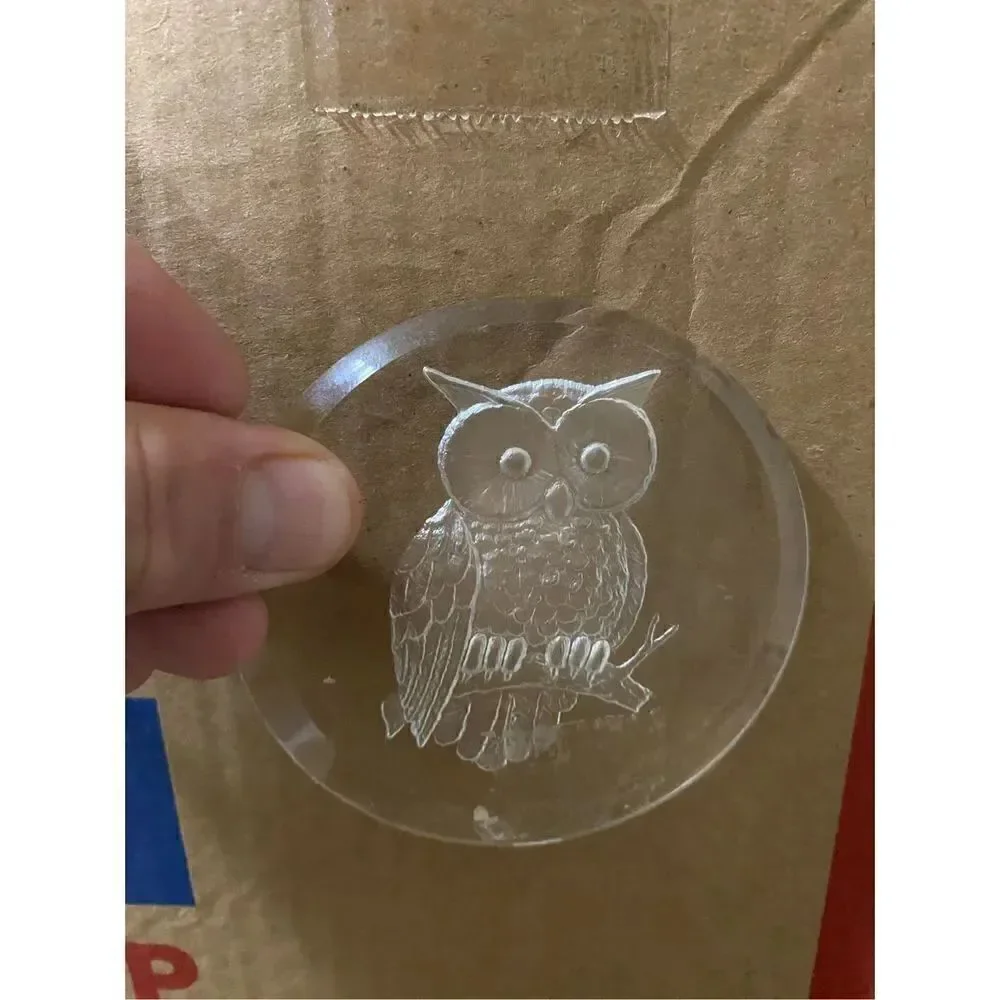 Vintage lucite etched owl in tree limb